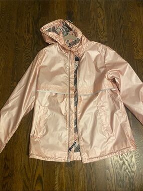 Charles River Apparel Metallic Rose Pink Hooded Raincoat